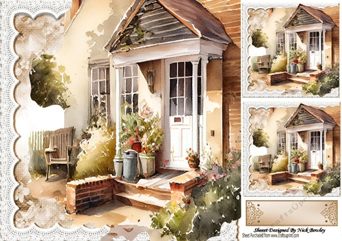 Pretty Floral Porches With Lace 8x8 (three)