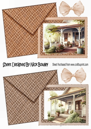 2 Pretty Floral Porch with card/envelope effect Toppers (two)