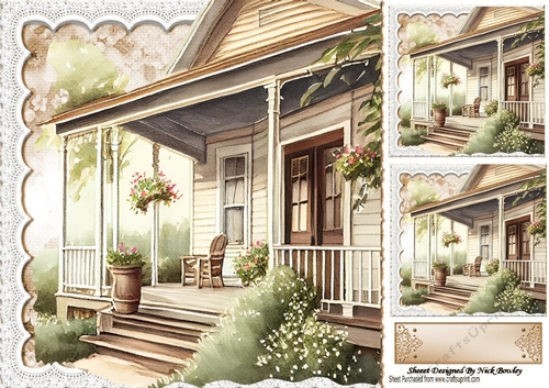 Pretty Floral Porches With Lace and flowers 8x8 (four)
