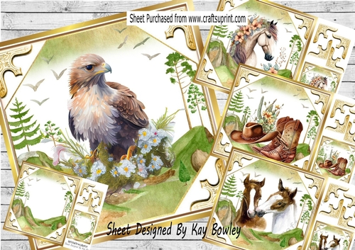  4 Country Scenes with Animals Cowboy Boots Scene 8x8 Mini Kit