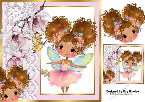 Pretty Fairy with Blossoms and Lace Peek a Boo 8x8 (one)