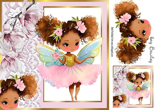 Pretty Fairy with Blossoms and Lace Peek a Boo 8x8 (two)