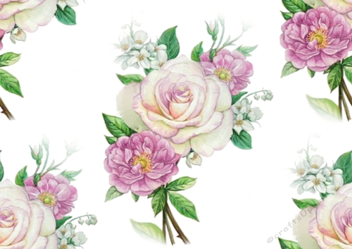 Pink White Pretty Flowers  Backing Paper  (Big)