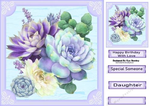 Pretty Pastel Purples Succulents 8x8