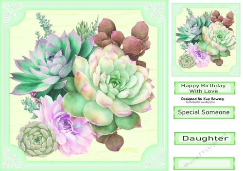Pretty Pastel Greens Succulents 8x8