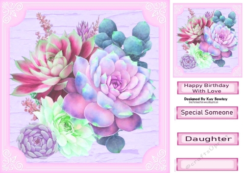 Pretty Pastel Pinks Succulents 8x8