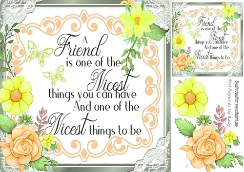 Lovely FRIENDSHIP verse card front with flowers 8x8 (One)