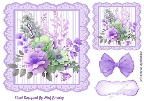 Pretty Purple Flowers Striped 7x7 Frame (three)