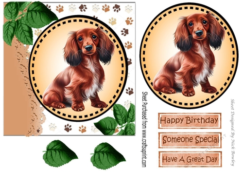 Cute litle dog with leaves (seven) 7x7