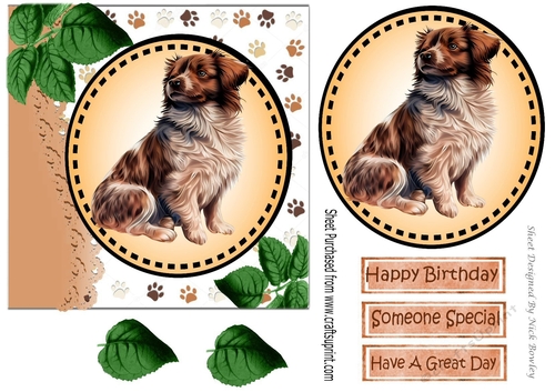 Cute little dog with leaves (Eight) 7x7