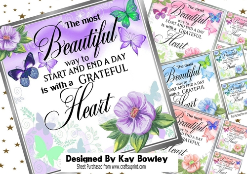 4 Greatful Hearts Lovely Verse With  Flowers/Butterflies 8x8 Mini Kit