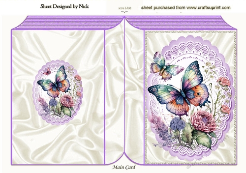 Pretty shades of purple butterflies on lace folded book (four)