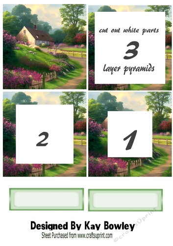 Pretty Path OF Flowers with  Cottage Tunnel Pyramids Four