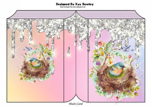 Pretty  Rainbow Folded Book With Sparkle & Bird & Nest (three)