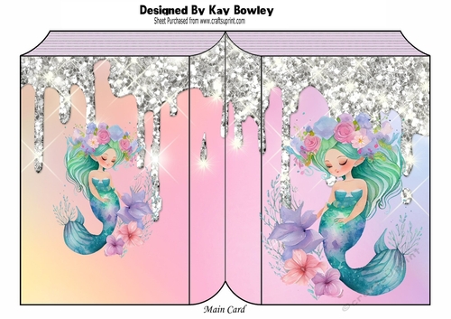 Pretty  Rainbow Folded Book With Sparkle & Mermaid (one)