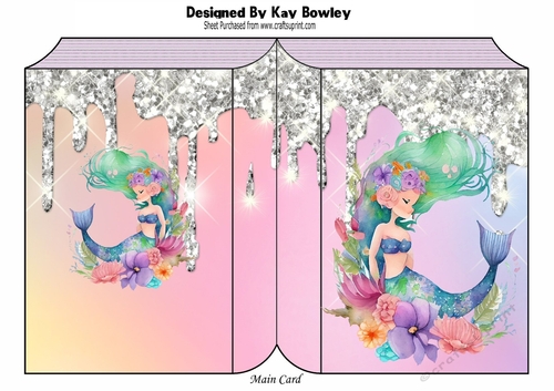 Pretty  Rainbow Folded Book With Sparkle & Mermaid (two)