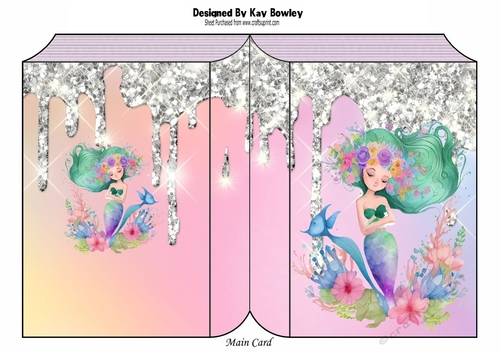 Pretty  Rainbow Folded Book With Sparkle & Mermaid (three)