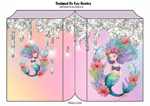 Pretty  Rainbow Folded Book With Sparkle & Mermaid Four)