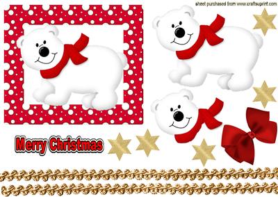 Little White Polar Bear with Red Scarf