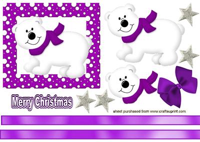 Little White Polar Bear with Purple Scarf