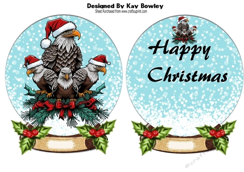 Snowglobe with christmas eagles with holly and insert