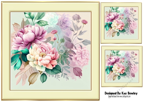 Pretty Coloured Peonies Flowers 8x8 (one)