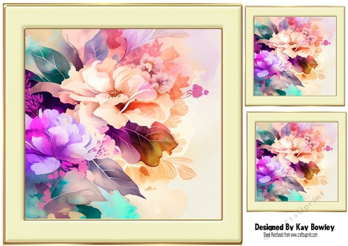 Pretty Coloured Peonies Flowers 8x8 (two)