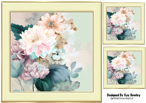 Pretty Coloured Peonies Flowers 8x8 (three)