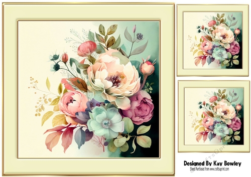 Pretty Coloured Peonies Flowers 8x8 (five)