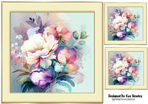 Pretty Coloured Peonies Flowers 8x8 (six)