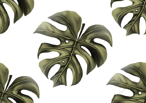 Lovely Moss Tropical Leaves Backing Paper (big)