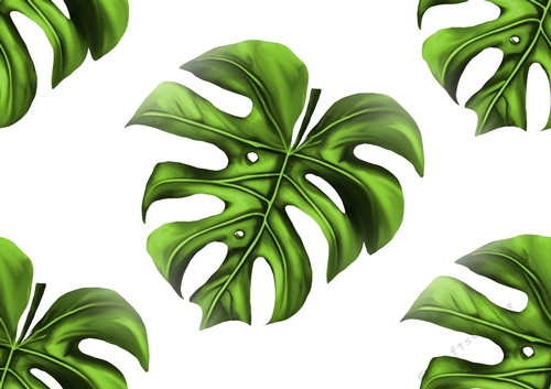 Lovely Green Tropical Leaves Backing Paper (big)