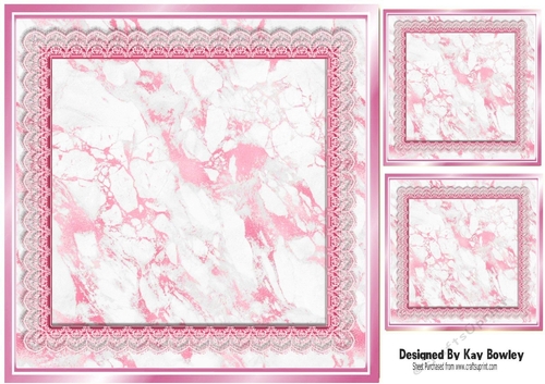 Pretty Pink Lace & Marble Card Fronts/Toppers 8x8