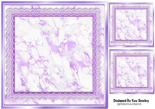 Pretty Purple Lace & Marble Card Fronts/Toppers 8x8