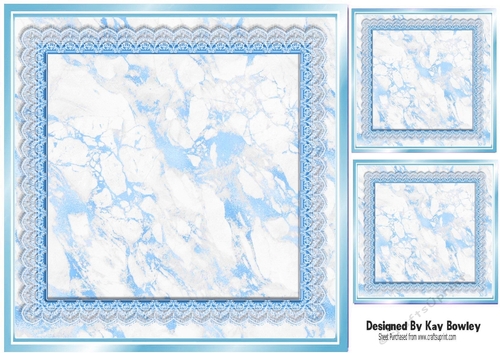 Pretty Blue Lace & Marble Card Fronts/Toppers 8x8