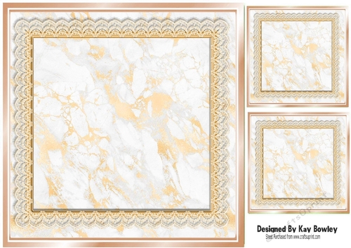 Pretty Gold Lace & Marble Card Fronts/Toppers 8x8
