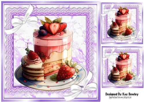Pretty Purple Lace & Marble Card Fronts Sundae (four) 8x8