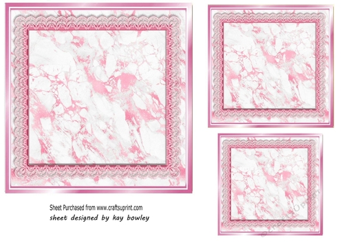 Pretty Pink Lace & Marble Card Fronts/Toppers 7x7