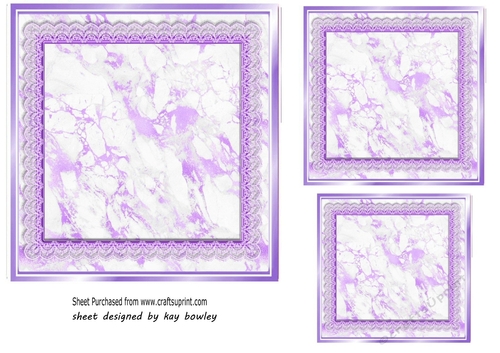 Pretty Purple Lace & Marble Card Fronts/Toppers 7x7