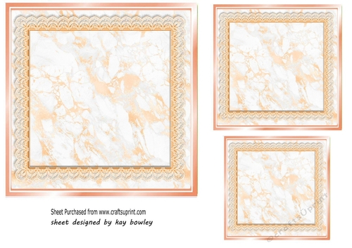 Pretty Peach Lace & Marble Card Fronts/Toppers 7x7
