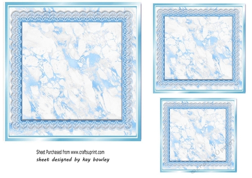 Pretty Blue Lace & Marble Card Fronts/Toppers 7x7