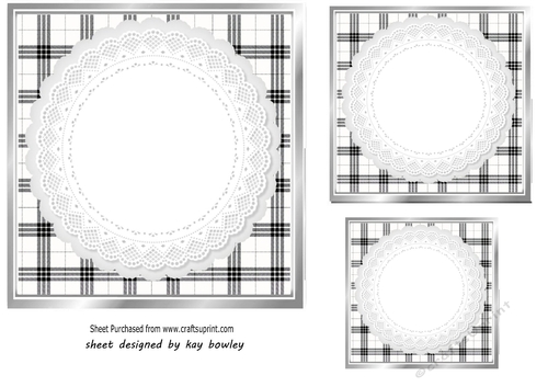 Lovely Black/White Check With White Lace Card Fronts 7x7