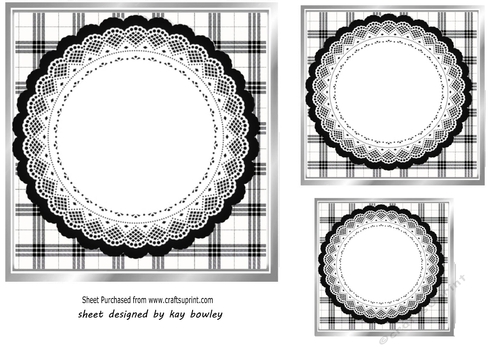 Lovely Black/White Check With Black Lace Card Fronts 7x7