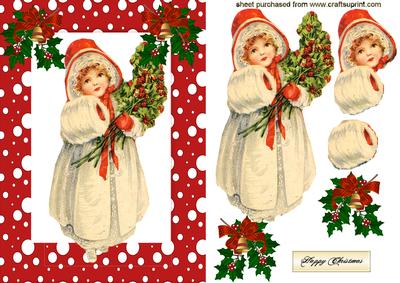 Little Vintage Girl Carrying Holly