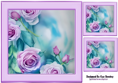 Pretty Lilac Roses 8x8 card fronts