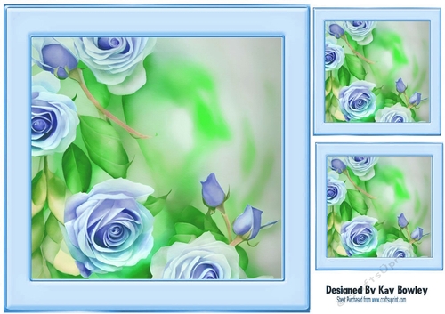 Pretty Blue Roses 8x8 card fronts