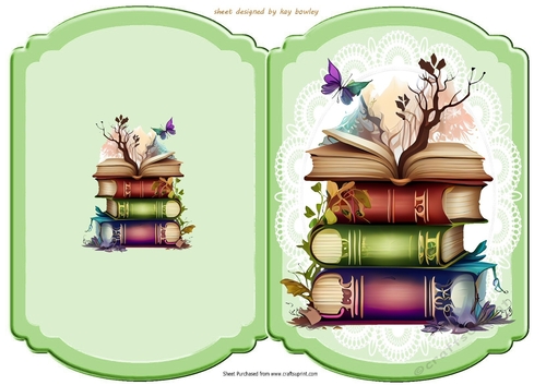 Pretty Fairy Books/Butterflies Folded Bracket Card