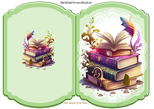 Pretty Fairy Books/Butterflies Folded Green Bracket Card