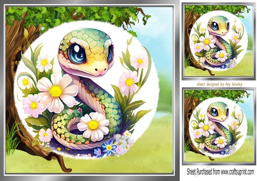 Cute Little Snake In The Woodland 8x8 (one)