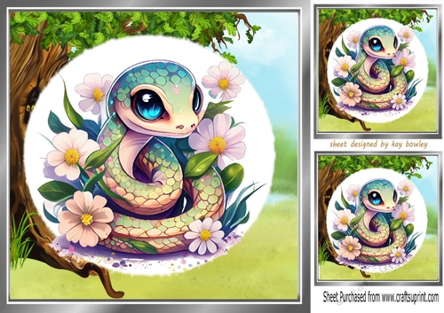 Cute Little Snake In The Woodland 8x8 (two)